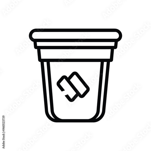 Ice Cubes in Container Icon, Simple Black Outline on Transparent Background
