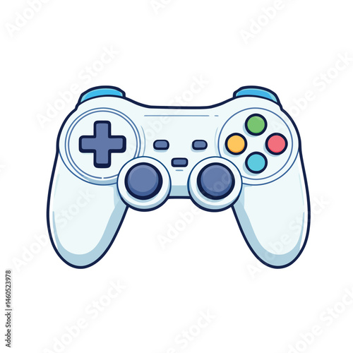 Vsai white gamepad controller with colorful buttons invites to play