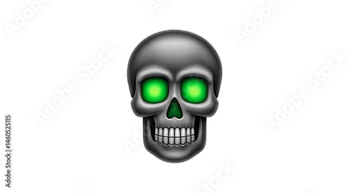 Glowing GreenEyed Skull with Open Jaw Perfect for Halloween Horror and Dark Themes