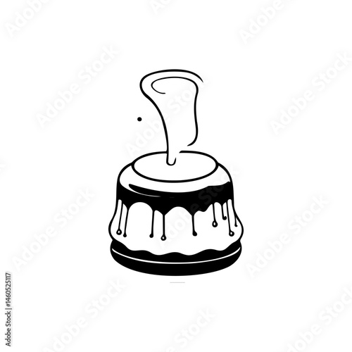 Minimalist illustration of a decadent dessert with dripping glaze and whimsical touch