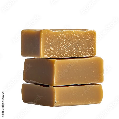 Three Pet Safe Flea Shampoo Bars Earthy Browns and Organic Isolated on Transparent Background photo