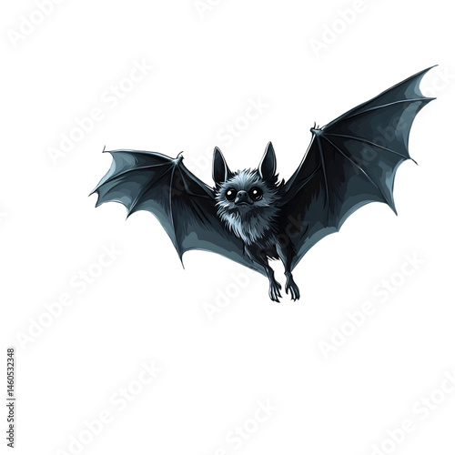 A Cartoon Bat Flying Through Dark Forest Isolated on Transparent Background