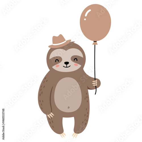 Cute brown dog with black ears wearing party hat and collar vector illustration for celebrations and pets 