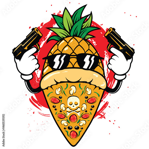 gangster pineapple with double gun.eps