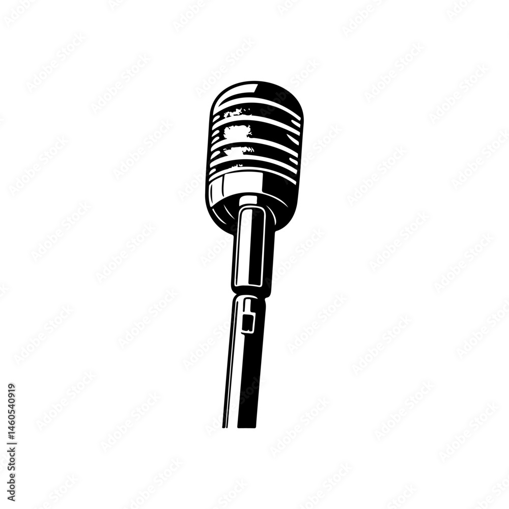 Fototapeta premium Vintage microphone illustration showcasing classic design and audio equipment heritage