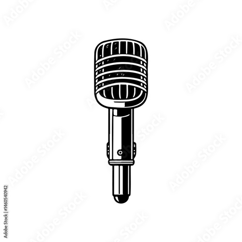 Vintage Microphone Illustration: A Classic Sound Capture Device Representation