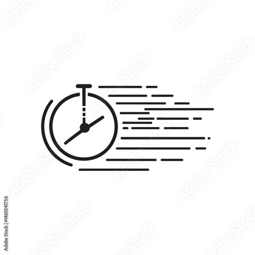 Isolated Fast Clock Icon with Speed Lines on Transparent Background