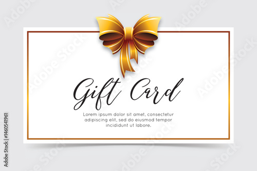 Elegant gift card with gold ribbon wrap. Great for upscale vouchers, holiday gifts, and premium offers.