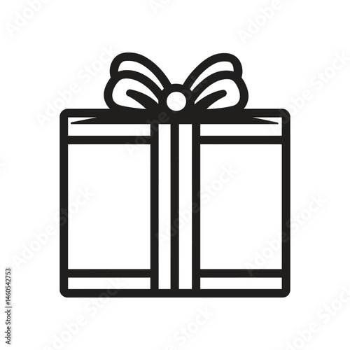 Isolated Gift Box Icon with Bow Minimalist Style on Transparent Background Design