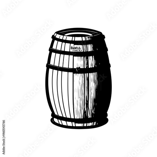 Vintage Barrel Sketch: Rustic Charm and Timeless Craftsmanship Illustration