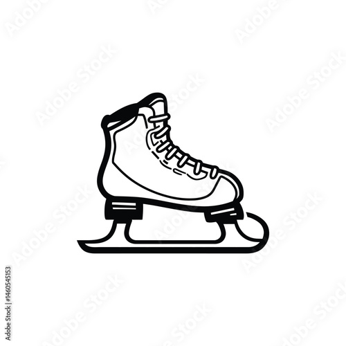 Isolated Ice Skate Silhouette on Transparent Background Detailed Design
