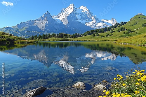 Fototapeta Naklejka Na Ścianę i Meble -  Mountain reflection in calm lake