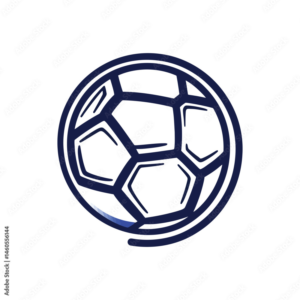 Obraz premium Isolated Soccer Ball Icon Detailed, Rounded Blue Lines, Stylized Hexagons and Pentagons
