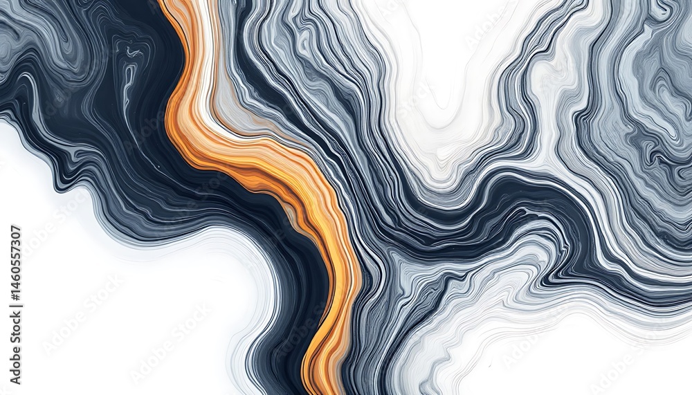 Abstract fluid art with gold and greys