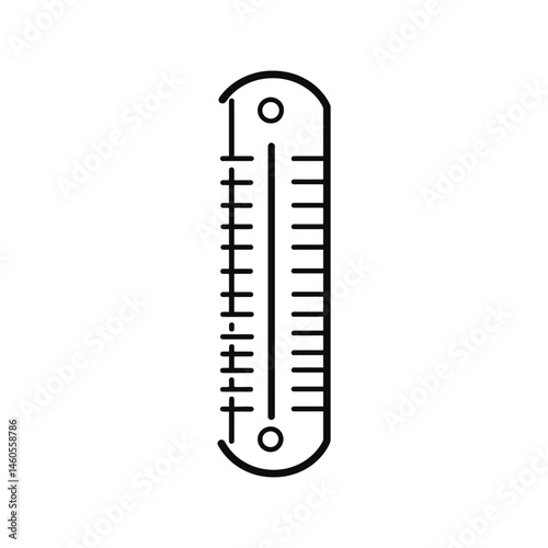 Isolated Thermometer Icon, Black Outline, Minimalist Design, Transparent Background