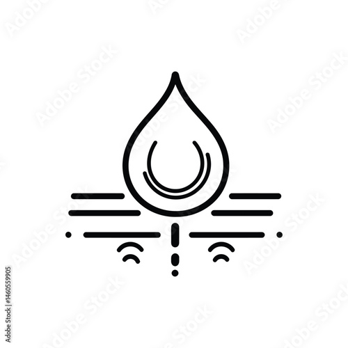 Isolated Waterdrop with Waves and Dots in a Transparent Background