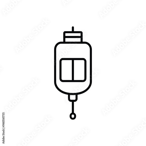 IV Drip Icon Outline on Transparent Background, Medical Infusion Equipment