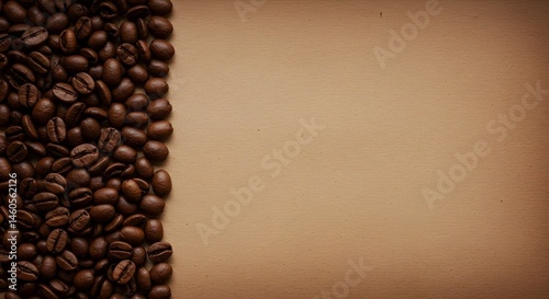 Coffee Beans Border on Rustic Textured Surface

