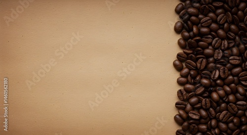 Roasted Coffee Beans on Vintage Brown Paper Background