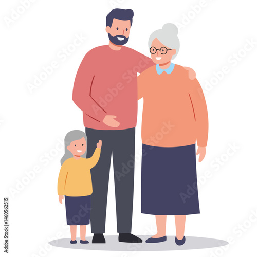 Family embracing elderly woman - heartwarming family moment with adult children and grandchildren tenderly hugging senior woman, sharing love, care and intergenerational bond.