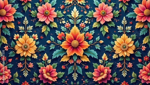 Wallpaper Mural Intricate floral damask wallpaper seamless design, wallpaper, artistic Torontodigital.ca