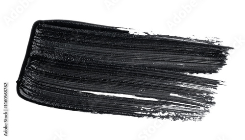 Black Paint Brush Stroke Isolated on White Background for Art Projects