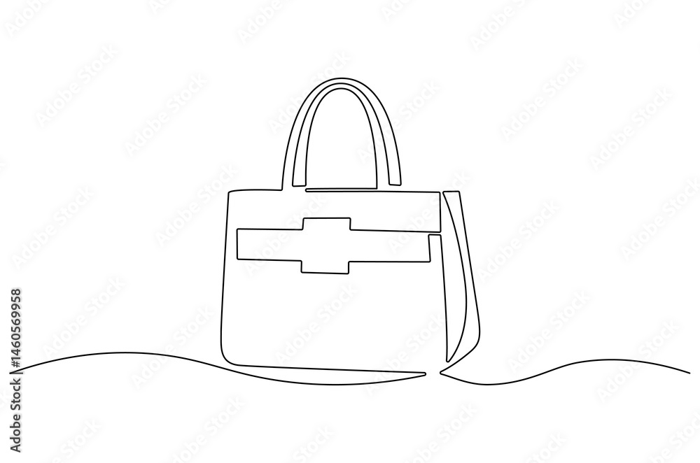 Obraz premium Continuous one line drawing of Women's handbags. Single line drawing illustration of HandBags. Fashionable style concept vector art. Doodle line illustration.