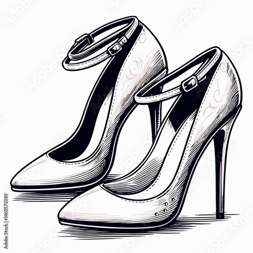vector illustration of heels shoes