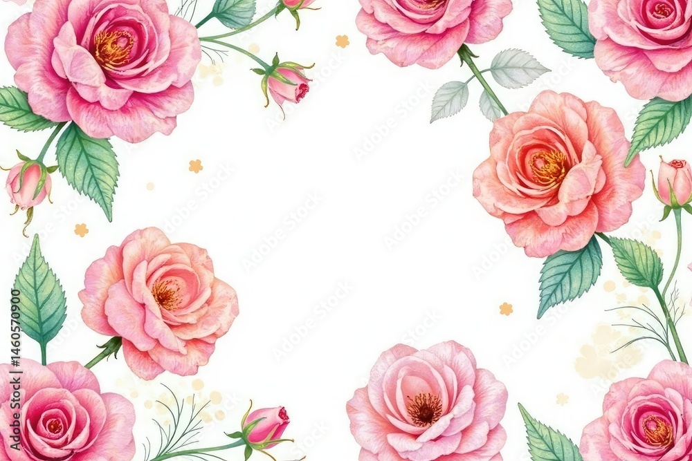 Delicate watercolor roses in a repeating pattern on white , repeat, background, vintage Delicate watercolor roses in a repeating pattern on white , repeat, background, vintage
