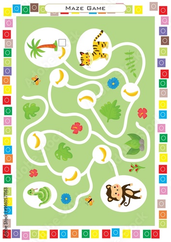 Worksheets for children – kids activity – maze game