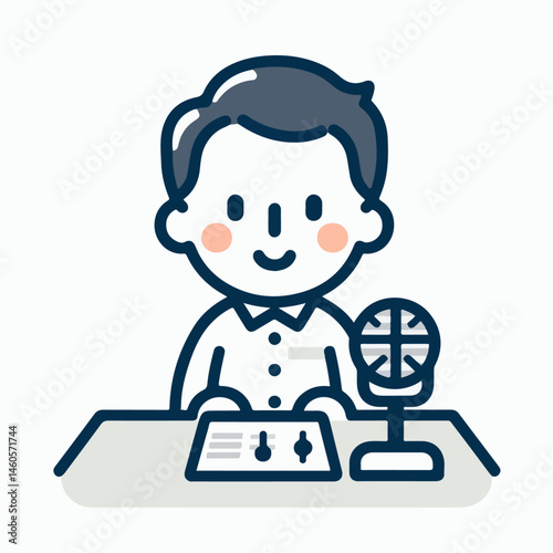 vector illustration of a person broadcasting on the radio