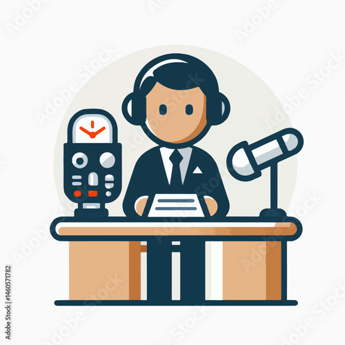 vector illustration of a person broadcasting on the radio