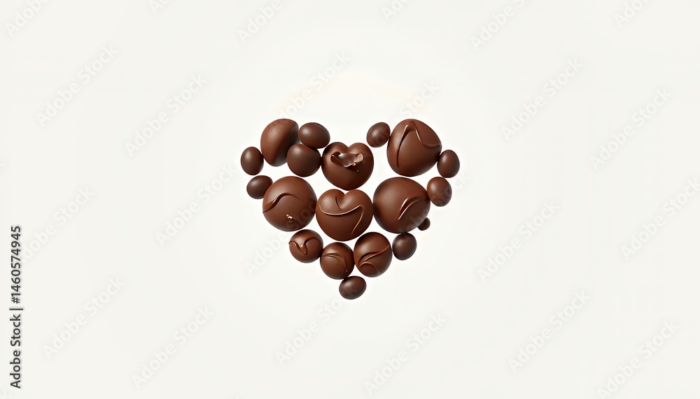 Fototapeta premium A Heartfelt Arrangement of Dark Chocolate Candies, a Sweet Symbol of Love and Affection for Valentine's Day