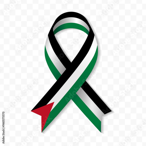 Palestine flag stripe ribbon vector illustration on a transparent background vector image