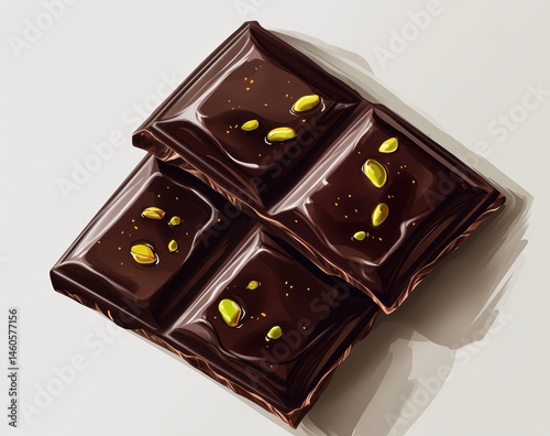 Dark chocolate bar with pistachios photo