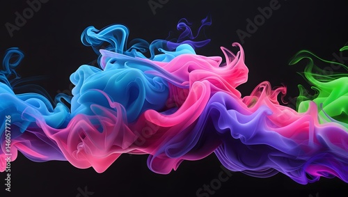 Colorful Ink Explosion in Water on Black Background