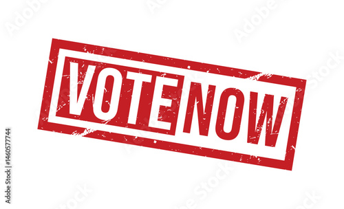 VOTE NOW rubber stamp on white background. VOTE NOW Stamp.