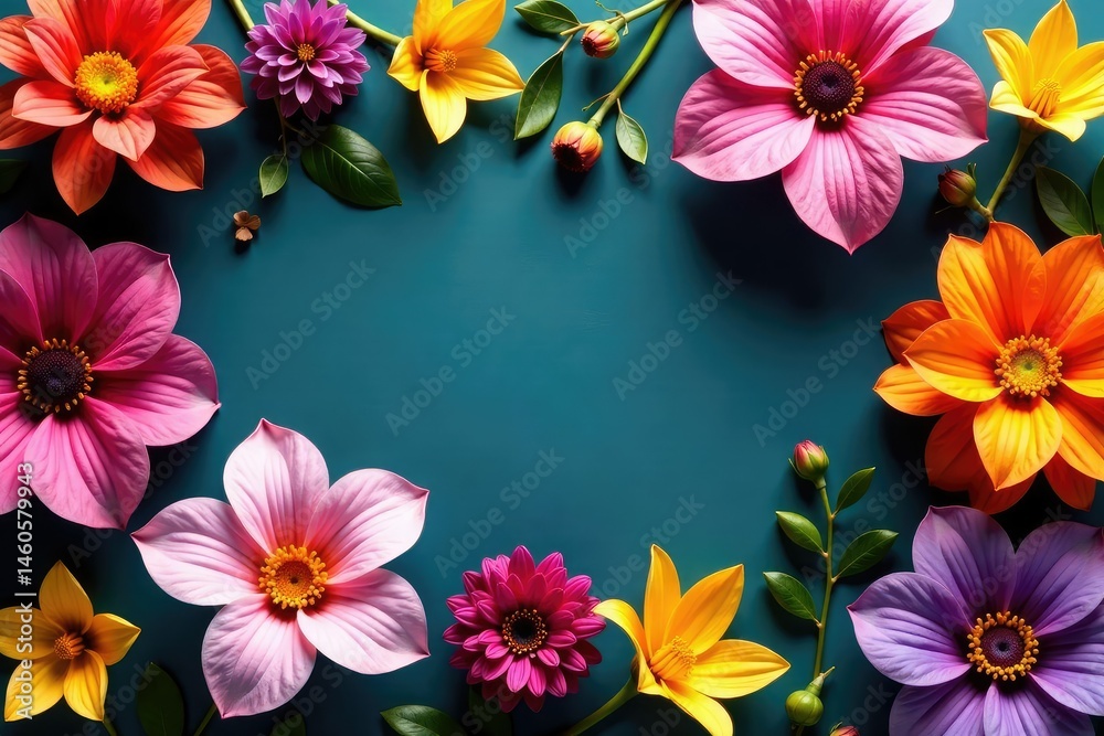 Geometric shapes showing late-blooming flower arrangement, floral, nature Geometric shapes showing late-blooming flower arrangement, floral, nature