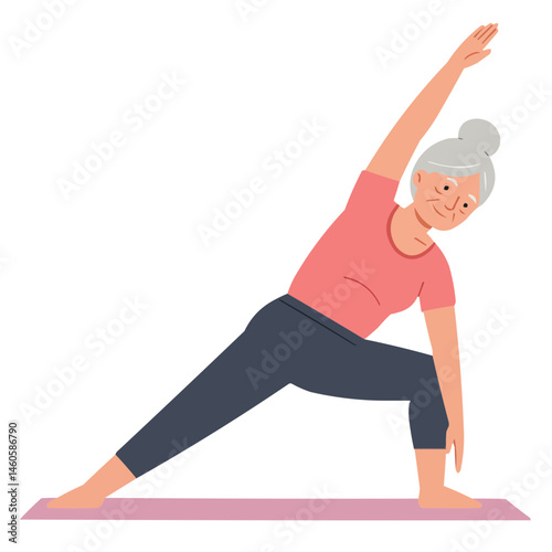 Elderly woman doing pilates - vibrant senior woman focused on pilates exercises, showcasing active aging and health commitment in bright gym setting.