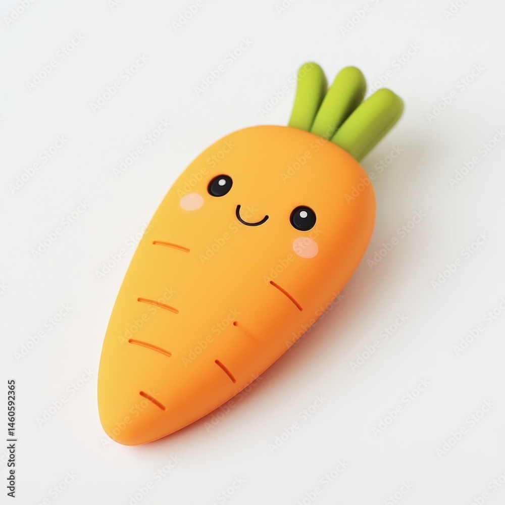 Cute cartoon carrot with a happy face. It's orange with green leaves and simple features Cute cartoon carrot with a happy face. It's orange with green leaves and simple features