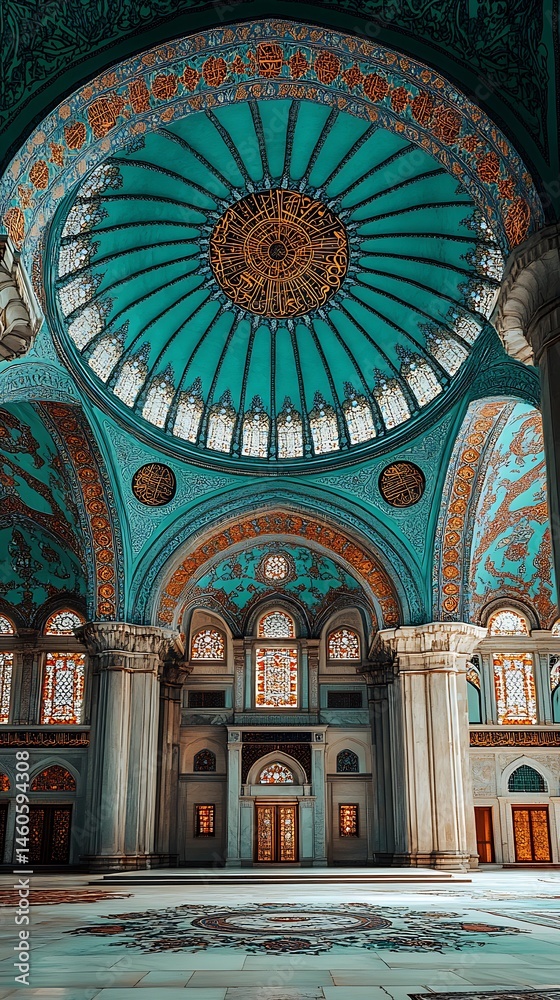 Obraz premium Magnificent Turquoise Dome: A Glimpse into Architectural Grandeur