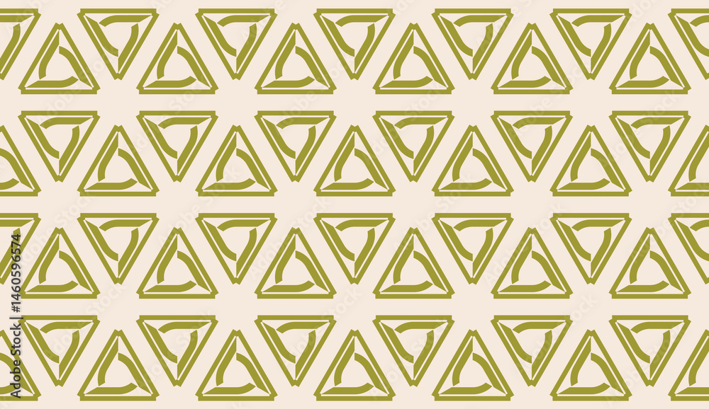Modern pattern with curved line. Triangles, line, geometric elements. Vector illustration. Design for flyer, wallpaper, presentation, paper. Dirty olive color. Seamless Modern pattern with curved line. Triangles, line, geometric elements. Vector illustration. Design for flyer, wallpaper, presentation, paper. Dirty olive color. Seamless