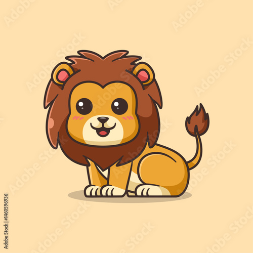 Cute Lion Cartoon Vector Illustration 