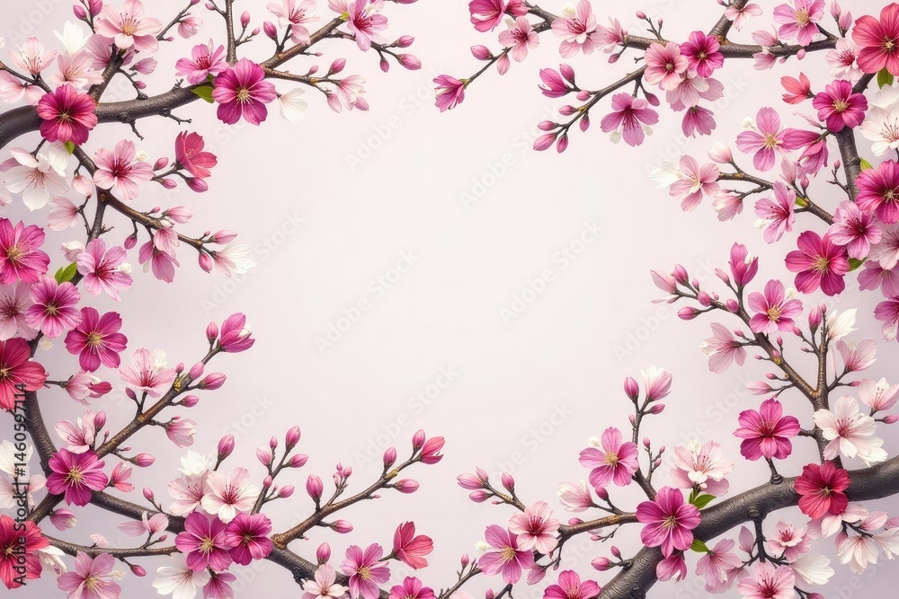 Intricate sakura branch pattern, white & pink blossoms, repeating design , art, repeat Intricate sakura branch pattern, white & pink blossoms, repeating design , art, repeat