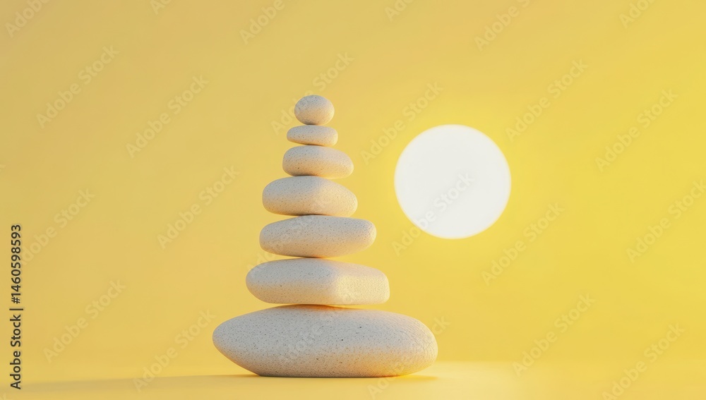 Fototapeta premium Stacked stones, sunlit background