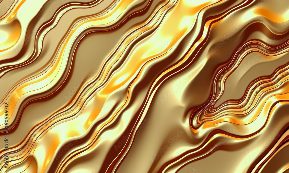Fototapeta premium Flowing Golden Wave Pattern