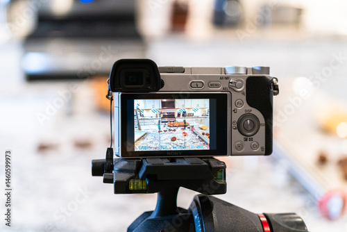 Wallpaper Mural Recording Video with DSLR Camera in Modern Kitchen Torontodigital.ca