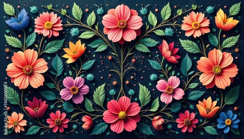 Intricate floral design forming a continuous loop , floral, garden