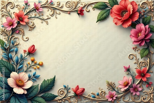 Intricate woven floral damask, elegant swirls and leaves , swirl, art, vintage