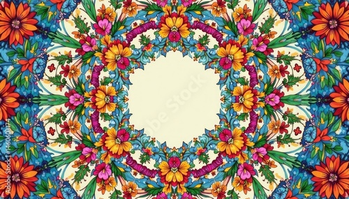Intricate floral motif within a repeating geometric hexagon , abstract, angle